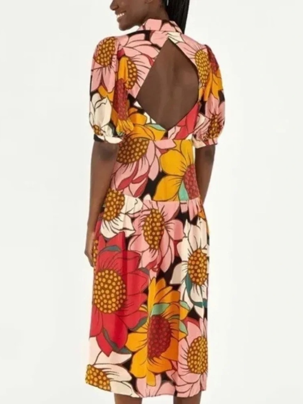 Farm Rio Women’s Colorful Sunflowers Midi Dress - Picture 2 of 5
